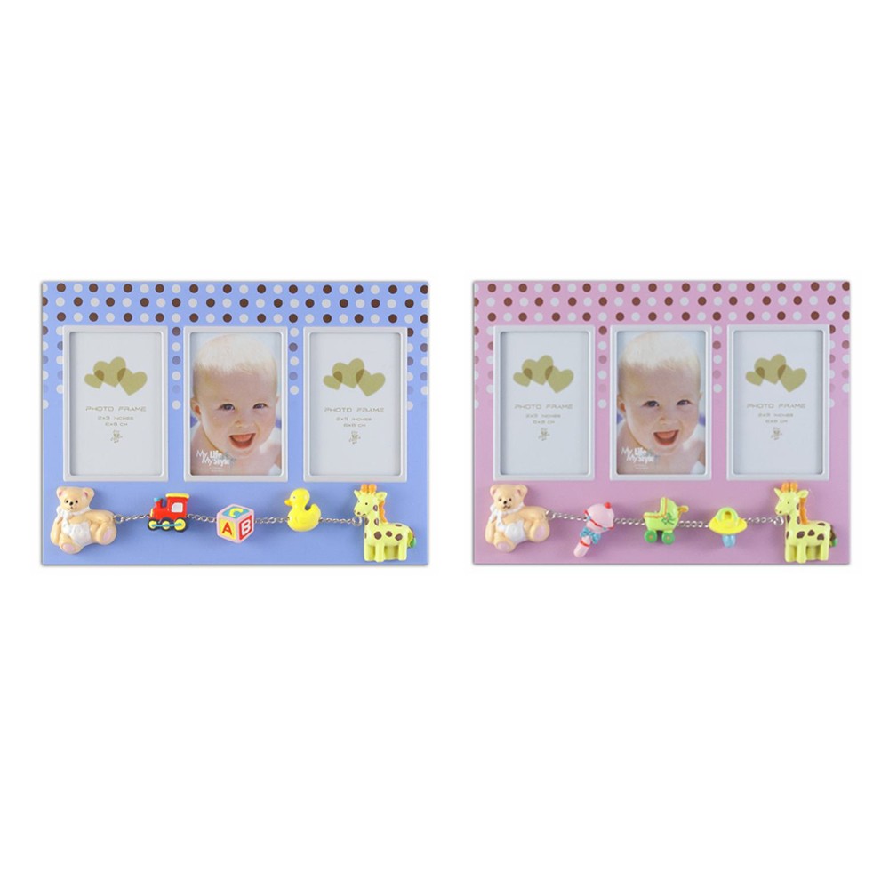 Rama foto multipla Baby Dots, 3 poze 6x8 cm, figurine, metal Culoare drop-down : Albastru